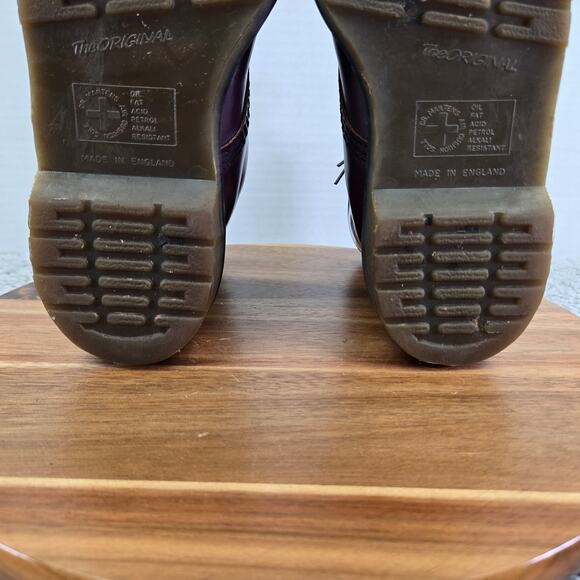 Vtg Dr. Martens Made in England 1460 Purple Leather Trench Combat Boot UK 3 US 5 - Picture 12 of 15